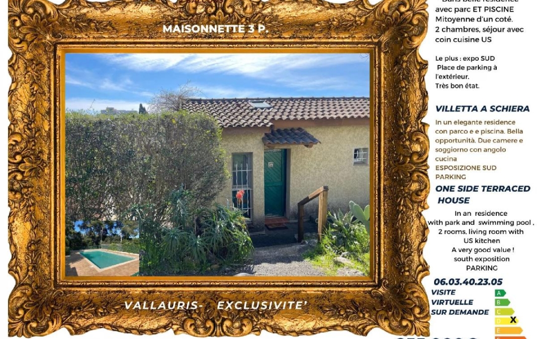 ANTIQUE IMMO NETWORK : Maison / Villa | VALLAURIS (06220) | 35 m2 | 249 000 € 